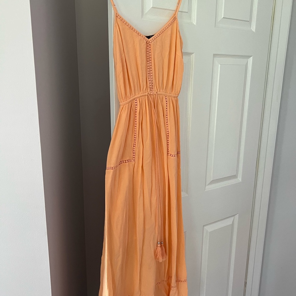 Coral peach long summers dress uk6 us2